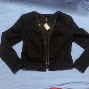 WHBM.   Elegant Black Blazer with Sparkling Silver Details